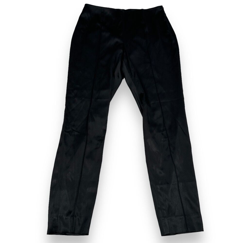 Akris Dress Pants Women's 8 Black Silk Pleated Straight Leg Side Closure Zipper